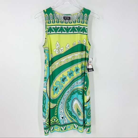 Nicole Miller Dresses & Skirts - NWT Nicole Miller Style Retro Paisley Print Sleeveless Dress Medium Green Blue